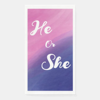 Wispy Watercolor Gender Reveal Paper Guest Towels