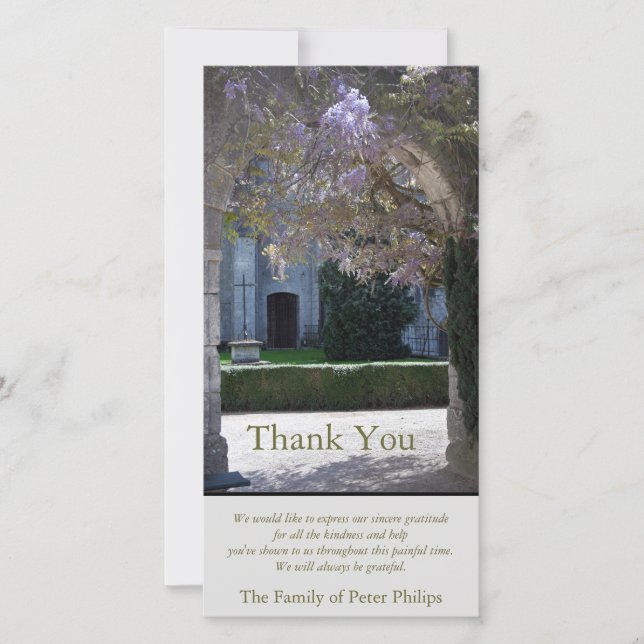 Wisteria 1 Christian Sympathy Thank You Card (Front)