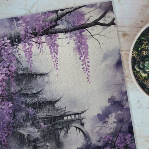 Wisteria Ancient Temple Jigsaw Puzzle