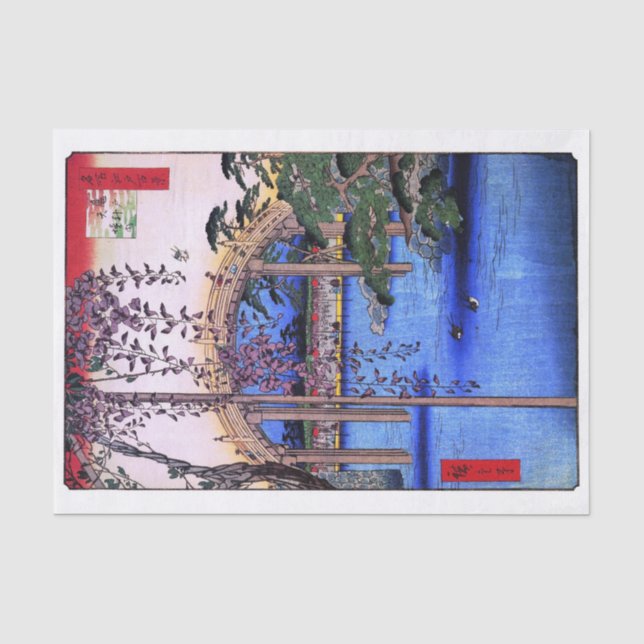 Wisteria and Arched Bridge, Hiroshige Tissue Paper (Front)