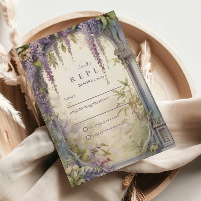 Wisteria Arch Botanical Wedding RSVP Card (Creator Uploaded)