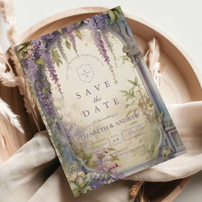Wisteria Arch Botanical Wedding Save The Date (Creator Uploaded)