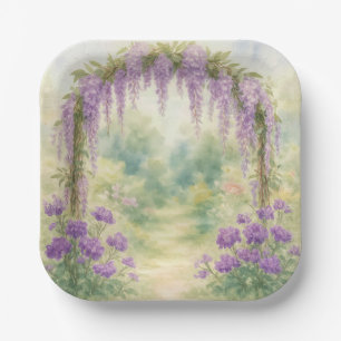Wisteria Archway In a Summer Garden Paper Plates
