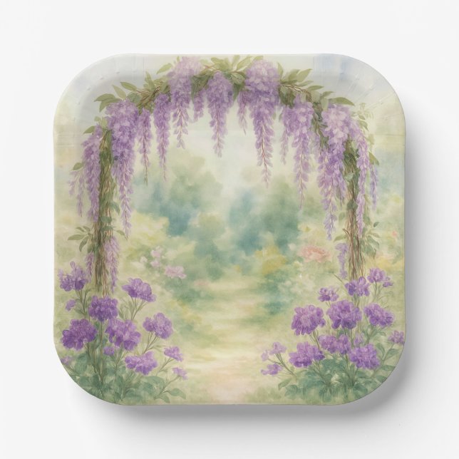 Wisteria Archway In a Summer Garden Paper Plates (Front)