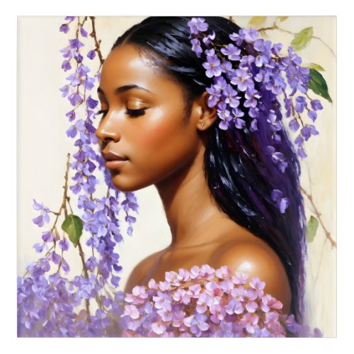 Wisteria Black Woman Floral Portrait Acrylic Print