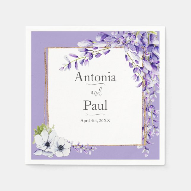 Wisteria Blooms Wedding Napkins (Front)