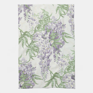 Wisteria Blossom Light Blue and Lavender Patterns Kitchen Towel