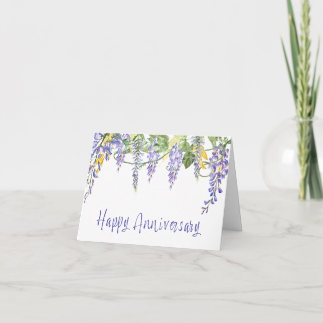 Wisteria Blossoms on an Anniversary Card (Front)