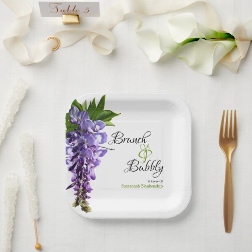 Wisteria Brunch Bubbly Bridal Shower On White Paper Plates