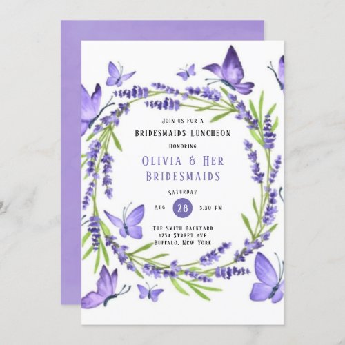 Wisteria  Butterflies Bridesmaids Luncheon Invitation