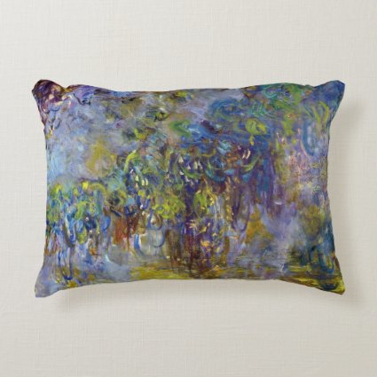 Wisteria by Claude Monet, Vintage Impressionism Decorative Pillow