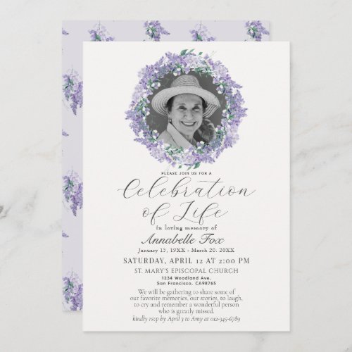 Wisteria Celebration of Life Funeral Memorial Invitation