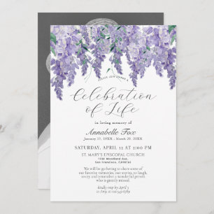Wisteria Celebration of Life Funeral Memorial Invitation