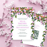 Wisteria Custom B'nai Bat Bar Mitzvah QR Code Girl Invitation<br><div class="desc">Perfect card to announce a bat mitzvah, bar mitzvah or other Jewish celebration! Hand made art for you! FULLY CUSTOMIZABLE! Click on “Personalize” above to edit the text and add your link to the QR code. Click "edit using design tool" to adjust the fonts, colors and placements and to delete...</div>