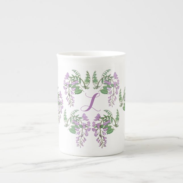Wisteria Dream Wreath Personalized Bone China Mug (Front)