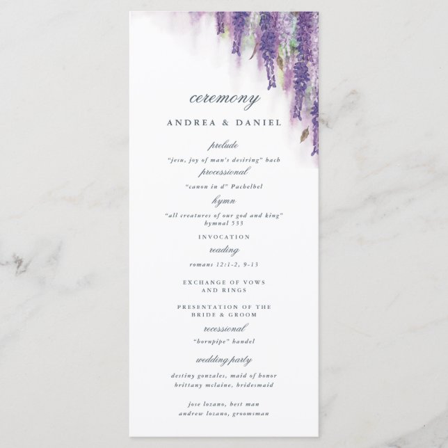 Wisteria dreams program (Front)