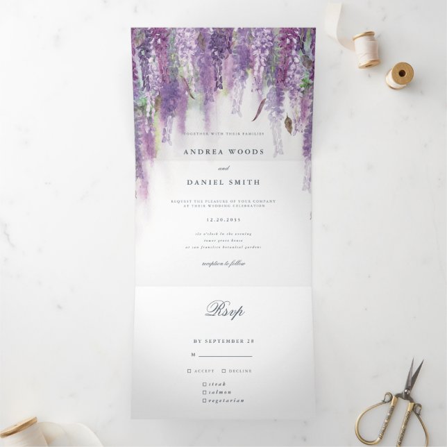 Wisteria dreams Tri-Fold invitation (Inside)