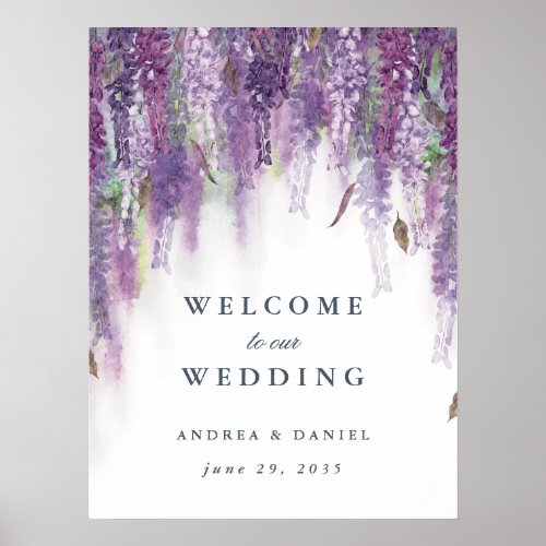 Wisteria dreams welcome wedding sign