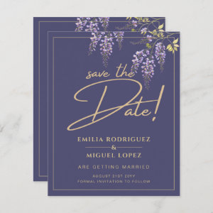 Wisteria Dusty Purple Gold Wedding Save the Date