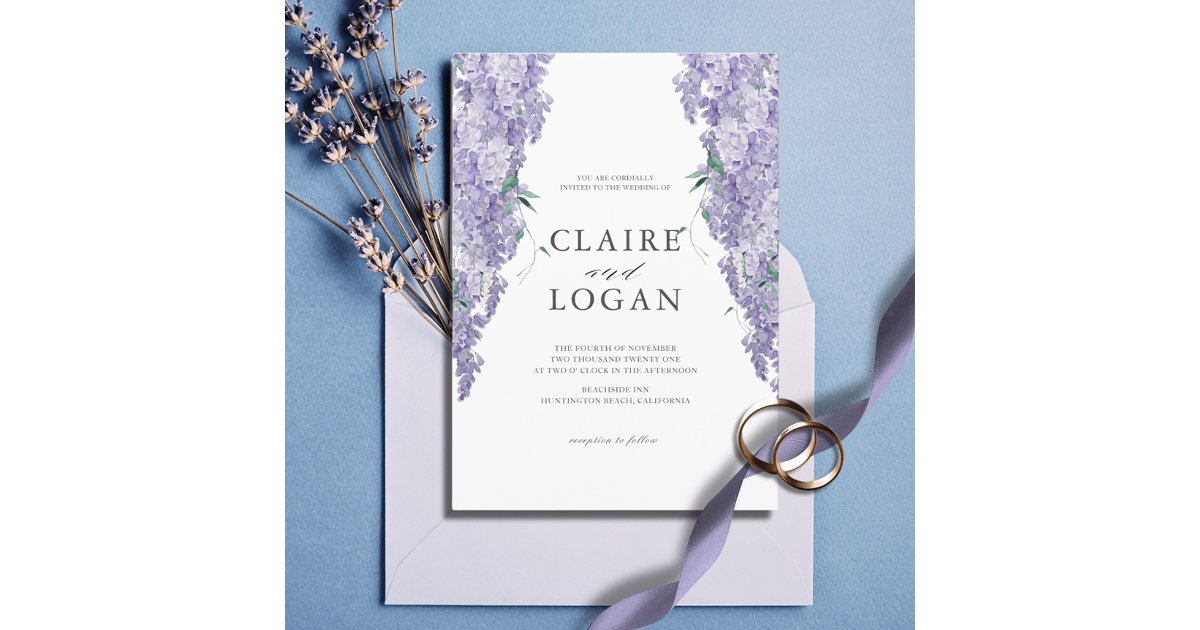 Wisteria Dusty Purple Watercolor Wedding Invitatio Invitation | Zazzle