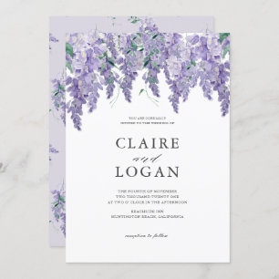 Wisteria Dusty Purple Watercolor Wedding Invitatio Invitation