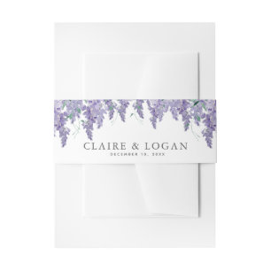 Wisteria Dusty Purple Watercolor Wedding Invitation Belly Band
