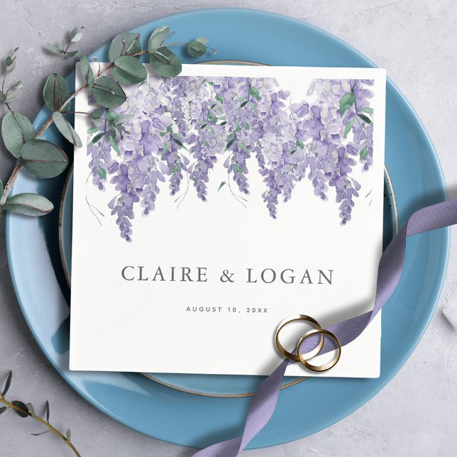 Wisteria Dusty Purple Watercolor Wedding Napkins (Creator Uploaded)