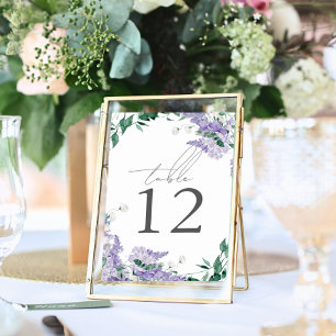 Wisteria Dusty Purple Watercolor Wedding Table Number