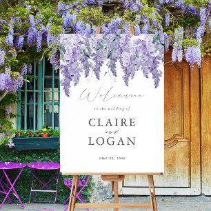 Wisteria Dusty Purple Watercolor Wedding Welcome Foam Board