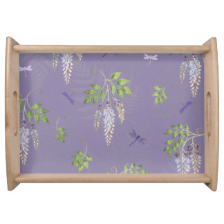 Wisteria, ferns, & Dragonflies Serving Tray