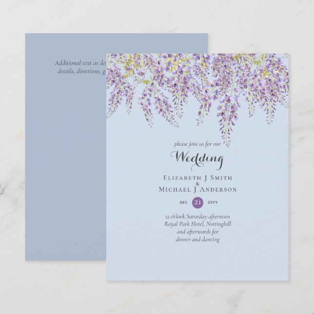Wisteria Floral Garden Blue Wedding Sage (Front/Back)