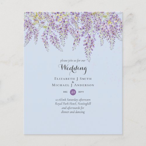 Wisteria Floral Garden Lavender Wedding Dusty Blue Flyer