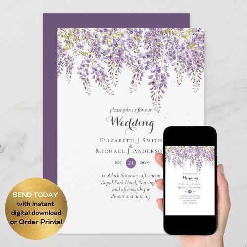 Wisteria Floral Garden Lavender Wedding Purple Invitation