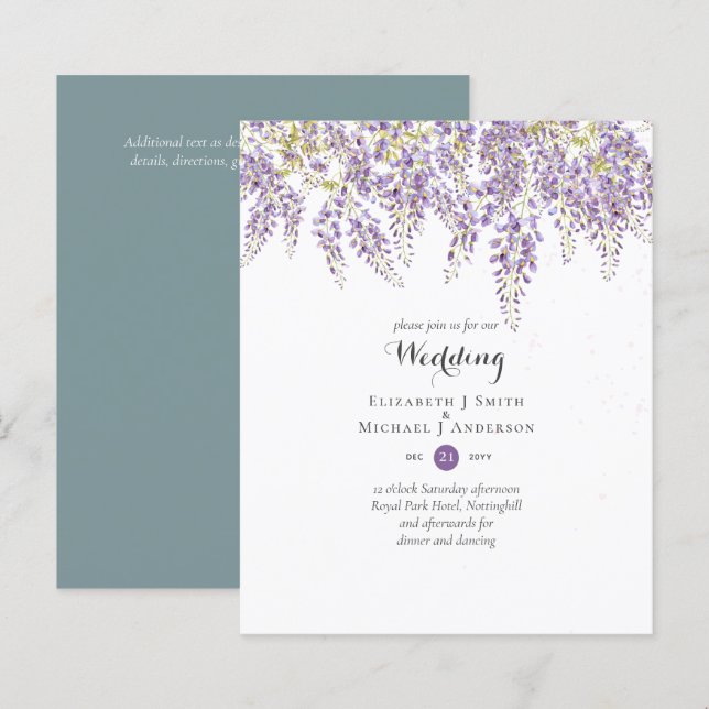 Wisteria Floral Garden Lavender Wedding Sage (Front/Back)