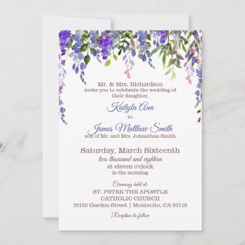 Wisteria Floral Modern Wedding Invitation