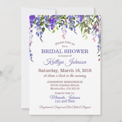 Wisteria Floral Modern Wedding Invitation