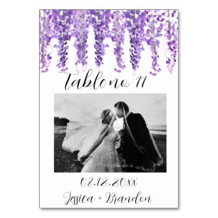 Wisteria Floral Photo Elegant Table Number Card