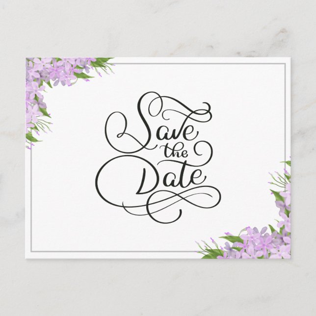 Wisteria Floral Save The Date Postcard (Front)