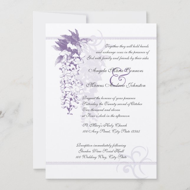 Wisteria Floral Wedding Invitation (Front)