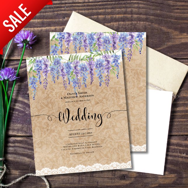 Wisteria Floral Wedding Rustic Kraft Lace BUDGET (Creator Uploaded)