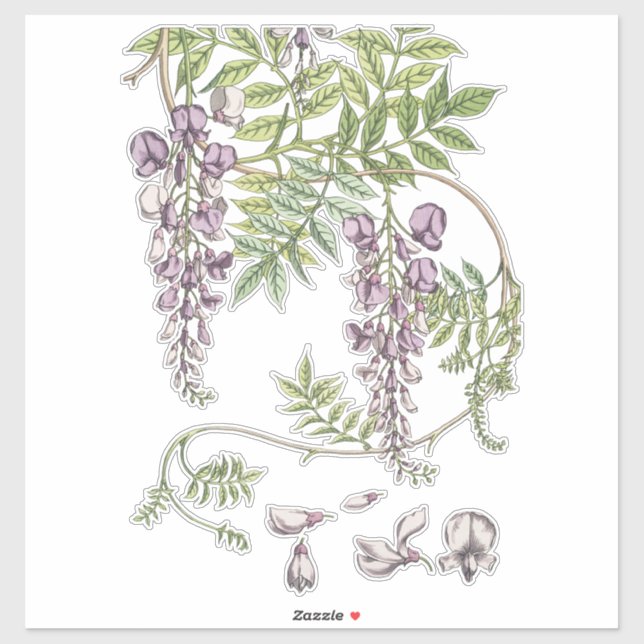 Wisteria Florals Crafting and Decoupage Sticker (Sheet)