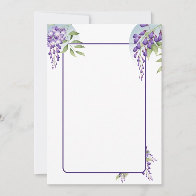 Wisteria flower decoration blank invitation (Front)