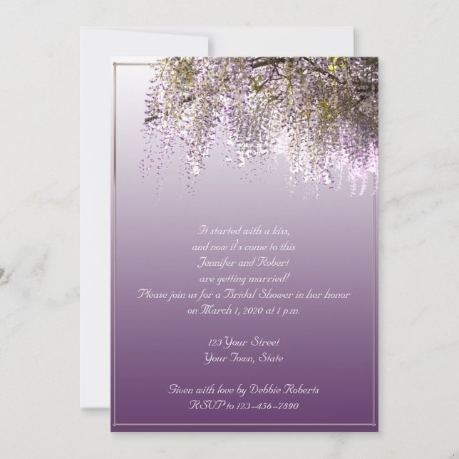 Wisteria Flower Lavender Bridal Shower Invitation (Front)