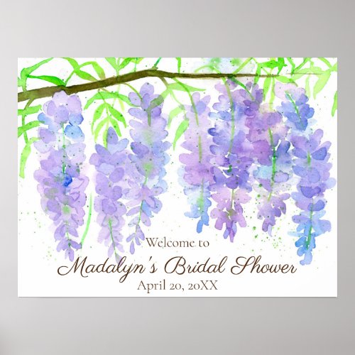 Wisteria Flowers Bridal Shower Welcome Poster