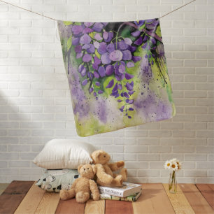 Wisteria Flowers In Watercolor  Baby Blanket
