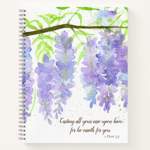 Wisteria Flowers Personalized Peter Bible Verse Notebook