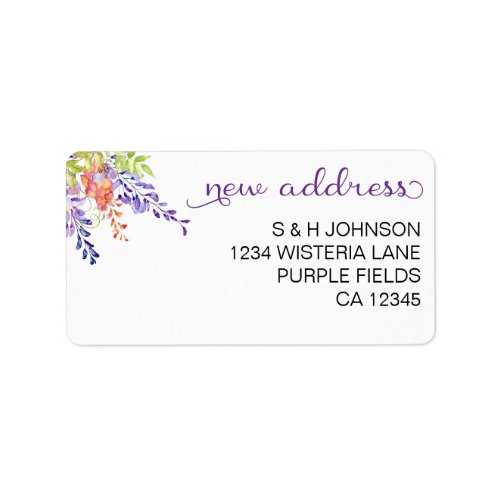 Wisteria Flowers Purple New Address Label