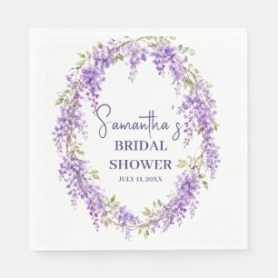 Wisteria flowers Purple Watercolor Bridal Shower Napkins