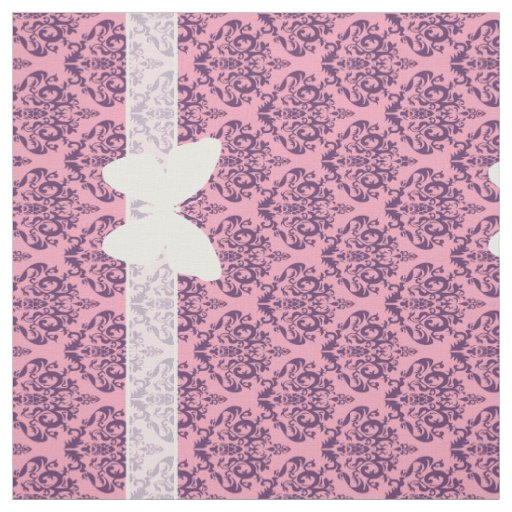 Wisteria Frosted Orchid Damask with Butterfly Fabric
