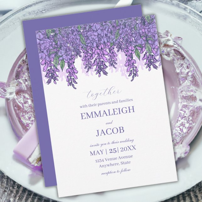 Wisteria Garden Romantic Purple Wedding Invitation (Creator Uploaded)